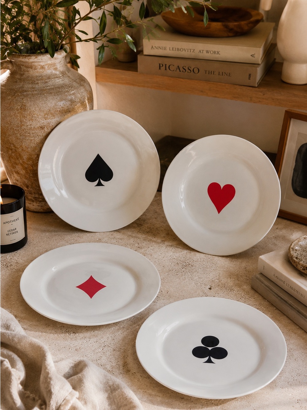Indigo Playing Card Dessert Plates Set of 4